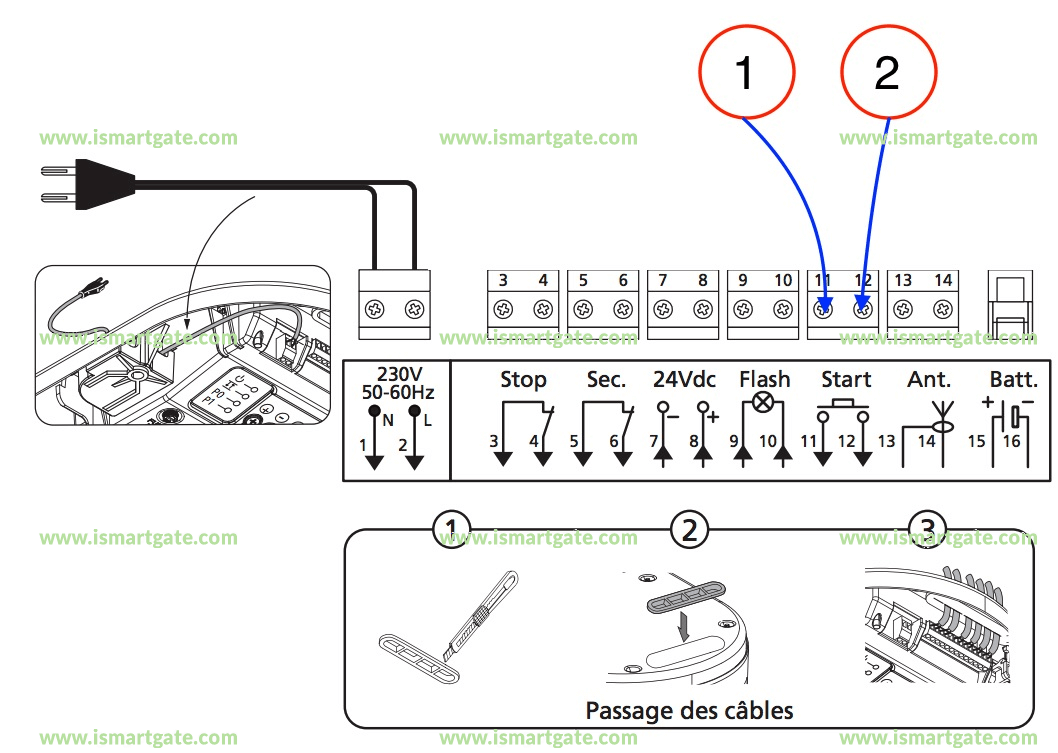Wiring diagram for SOMFY GM 800